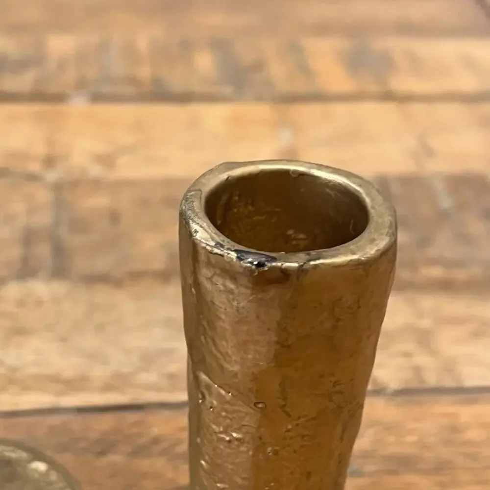 Handcrafted Antique Brass Iron Taper Candle Holders Set of 4 Gold Rustic Finish